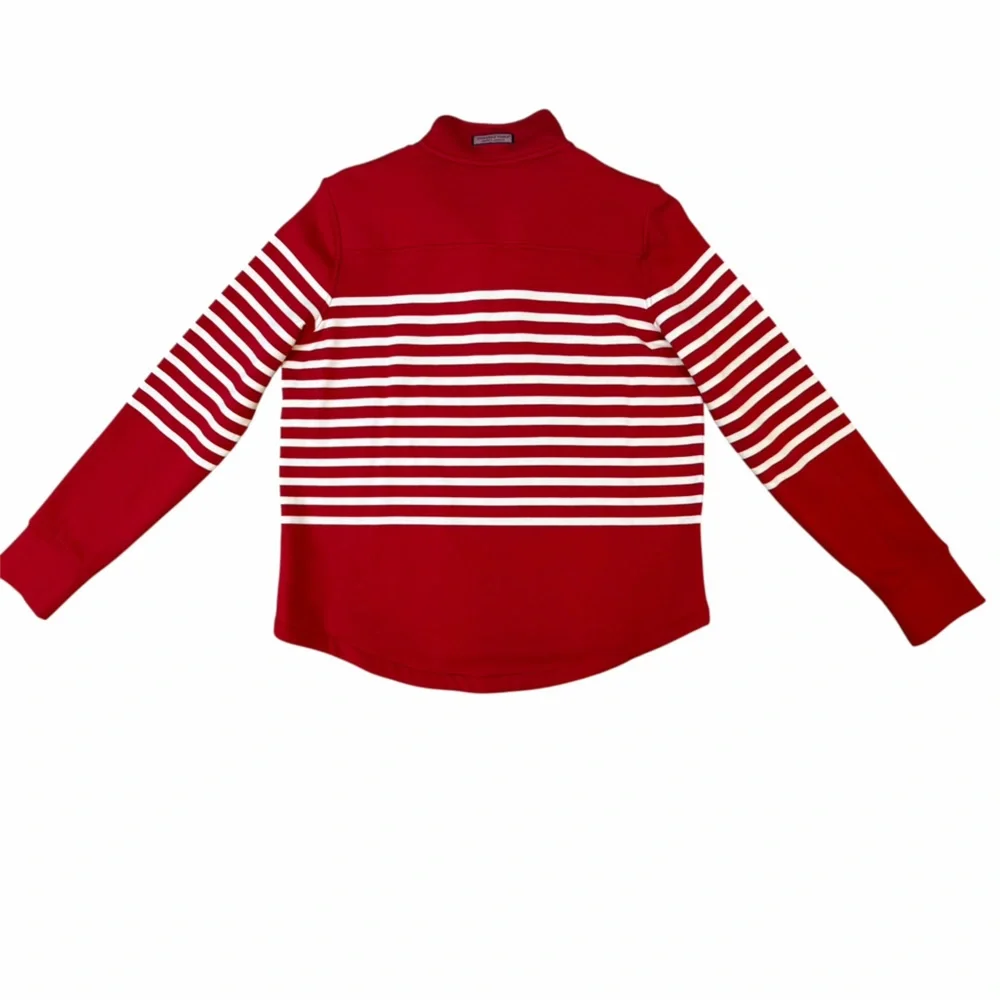 Vineyard Vines Pullover 1/4 Red Striped Relaxed Shep Shirt Soft Preppy Sz Medium - Picture 5 of 12